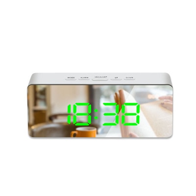 LED Mirror Alarm Clock Digital Snooze Table Clock Wake Up Light Electronic