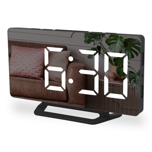 LED Digital Alarm Clock Watch Mirror Table Electronic Desktop