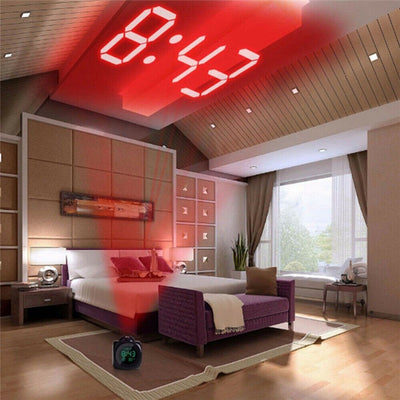 Digital Alarm Clock LCD Creative Projector Weather, Time Date Display USB Charger Home