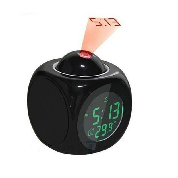 Digital Alarm Clock LCD Creative Projector Weather, Time Date Display USB Charger Home