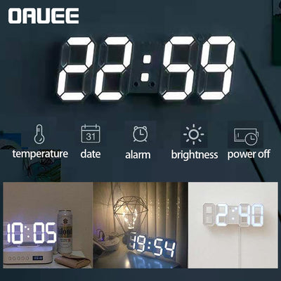 Digital Wall Clock Date Time Celsius Nightlight Display
