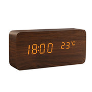 Clocks LED Wooden Alarm Clock Watch Table Voice Control