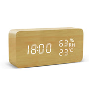 Clocks LED Wooden Alarm Clock Watch Table Voice Control