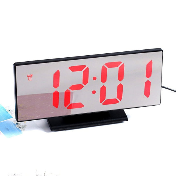 Digital Mirror LED Display Alarm Clock Table Clock Temperature Calendar Digital