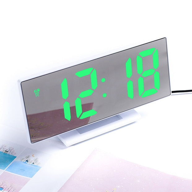 Digital Mirror LED Display Alarm Clock Table Clock Temperature Calendar Digital