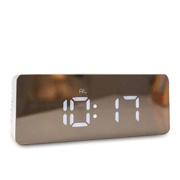 Digital Mirror LED Display Alarm Clock Table Clock Temperature Calendar Digital